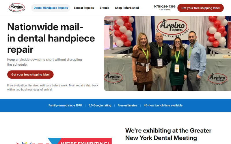 Homepage of Arpino Dental at arpinodental.com