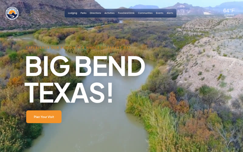 Homepage of Visit Big Bend at visitbigbend.com