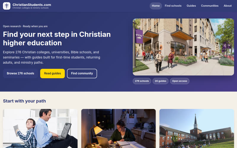 Homepage of ChristianStudents.com