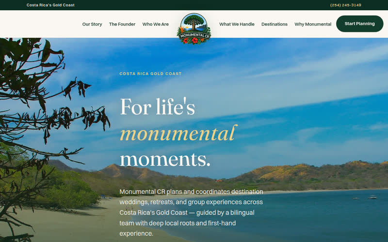 Homepage of Monumental CR at monumentalcr.com